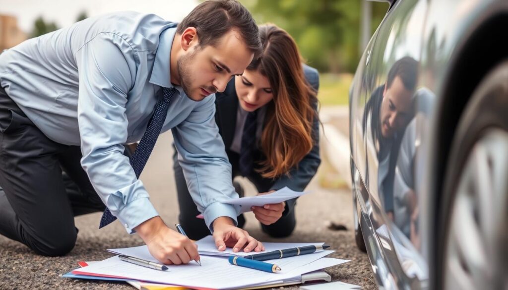 Image of a Phoenix car accident attorney investigating an accident scene