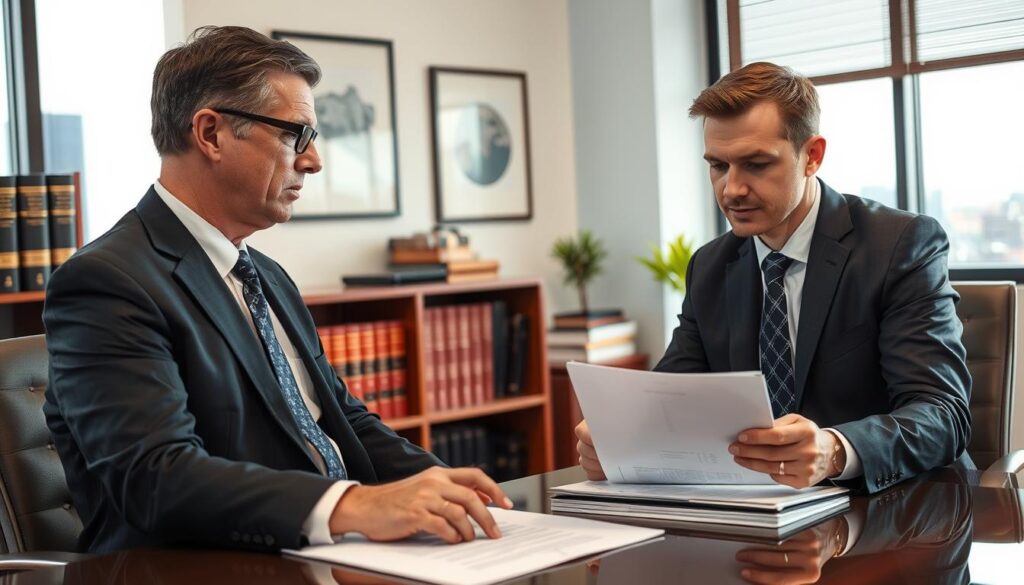 Image of a Phoenix car accident lawyer consulting with a client