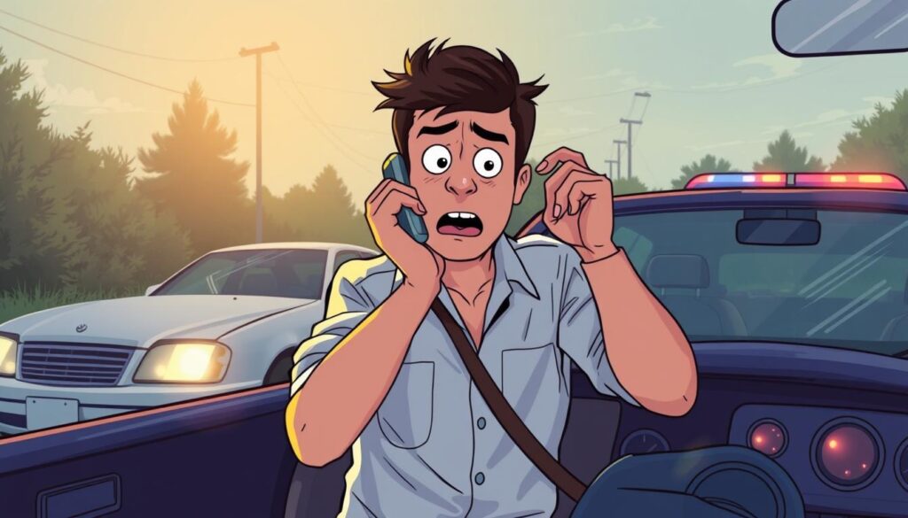 Image of a person calling 911 after a car accident