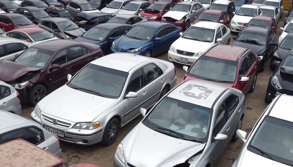 Image of various accident cars for sale