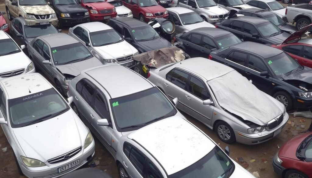 Image of various salvage cars available for sale